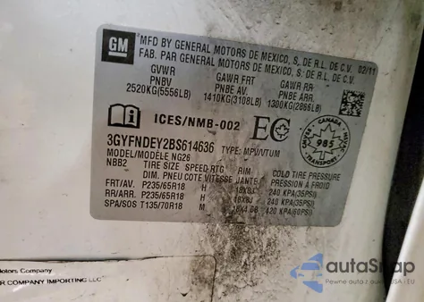 2011 Cadillac Srx Luxury Collection из США, поврежденный, VIN 3GYFNDEY2BS614636